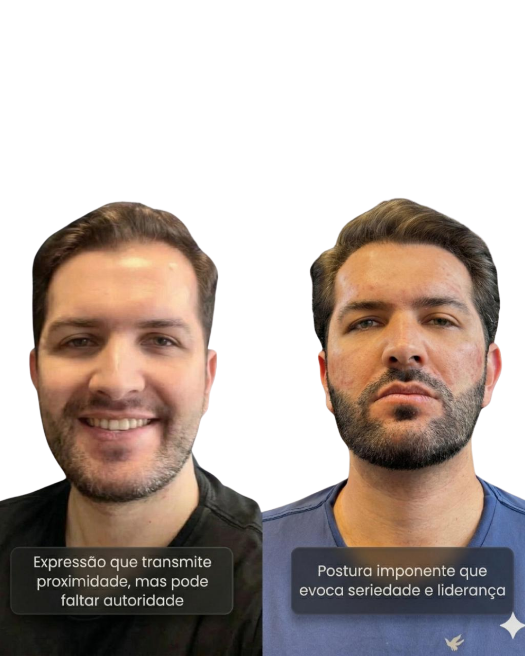 Antes e depois do visagismo — autoridade e liderança